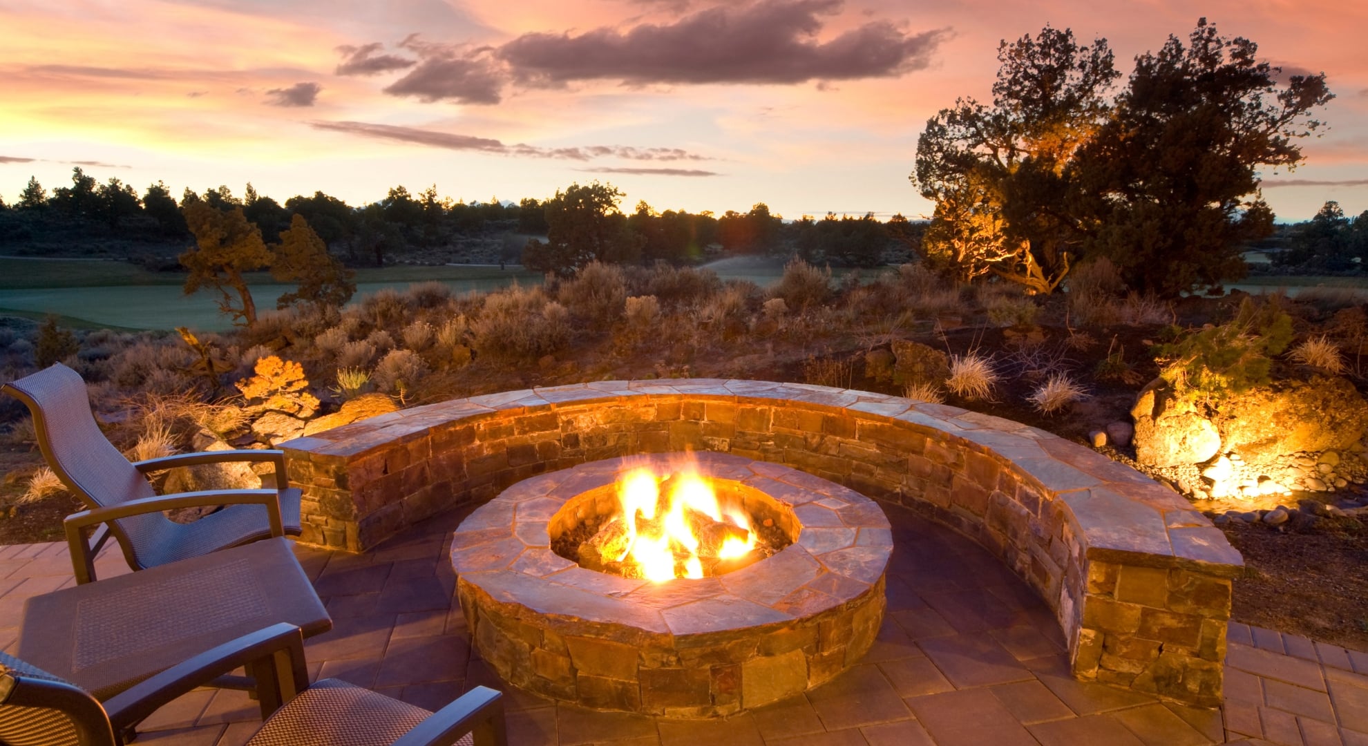 Concrete fire pit with chairs